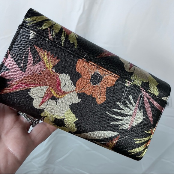 GUESS Floral Tote Large Shoulder Handbag Black Multicolor with wallet NWT - Picture 8 of 13